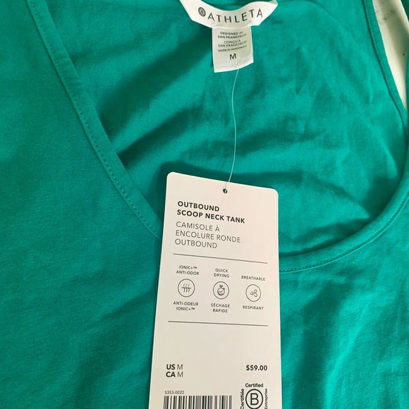 NWT Athleta Size M / New w Tags Outbound Scoop Neck Tank Emerald Green - Picture 4 of 4